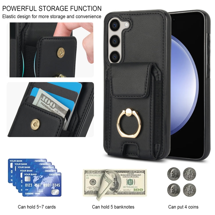 For Samsung Galaxy S23+ 5G Elastic Card Bag Ring Holder Phone Case(Black) - HoMEdemic™ 
