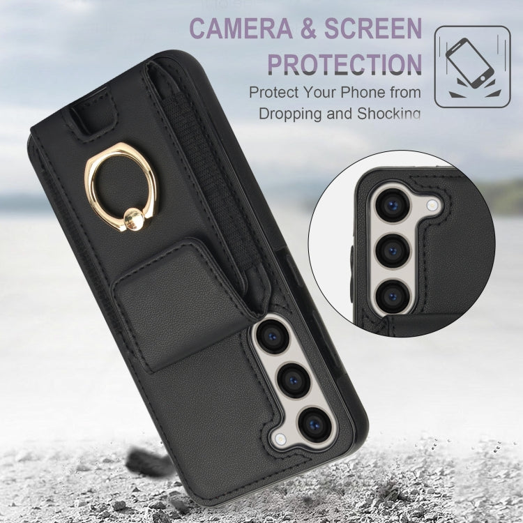 For Samsung Galaxy S23+ 5G Elastic Card Bag Ring Holder Phone Case(Black) - HoMEdemic™ 