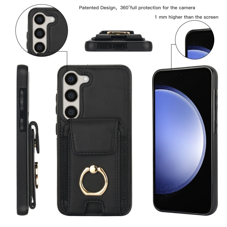 For Samsung Galaxy S23+ 5G Elastic Card Bag Ring Holder Phone Case(Black) - HoMEdemic™ 