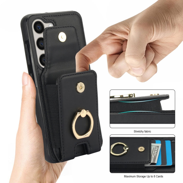For Samsung Galaxy S23+ 5G Elastic Card Bag Ring Holder Phone Case(Black) - HoMEdemic™ 