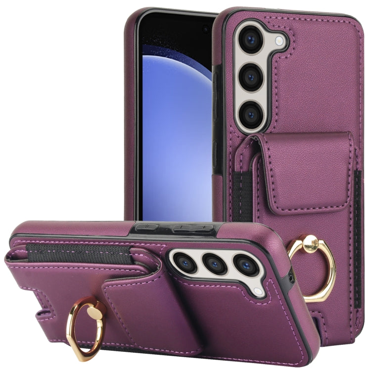 For Samsung Galaxy S23+ 5G Elastic Card Bag Ring Holder Phone Case(Purple) - HoMEdemic™ 