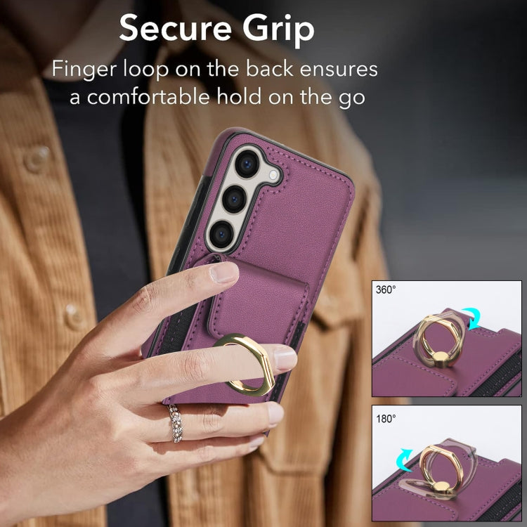 For Samsung Galaxy S23+ 5G Elastic Card Bag Ring Holder Phone Case(Purple) - HoMEdemic™ 