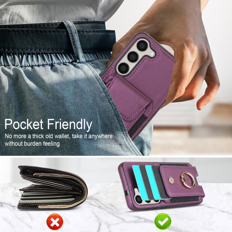 For Samsung Galaxy S23+ 5G Elastic Card Bag Ring Holder Phone Case(Purple) - HoMEdemic™ 