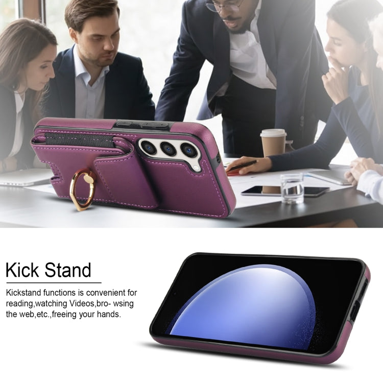 For Samsung Galaxy S23+ 5G Elastic Card Bag Ring Holder Phone Case(Purple) - HoMEdemic™ 