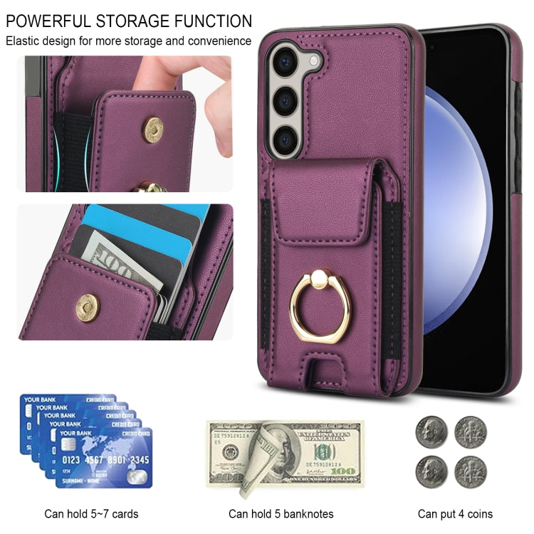 For Samsung Galaxy S23+ 5G Elastic Card Bag Ring Holder Phone Case(Purple) - HoMEdemic™ 