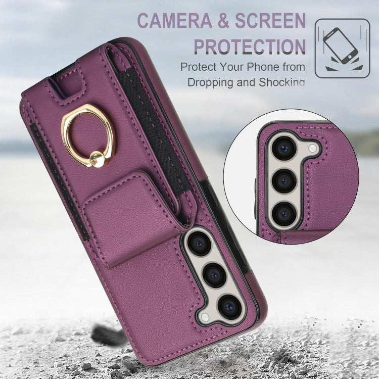 For Samsung Galaxy S23+ 5G Elastic Card Bag Ring Holder Phone Case(Purple) - HoMEdemic™ 