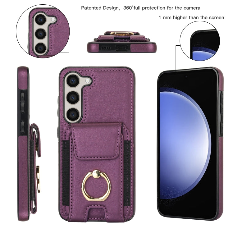 For Samsung Galaxy S23+ 5G Elastic Card Bag Ring Holder Phone Case(Purple) - HoMEdemic™ 