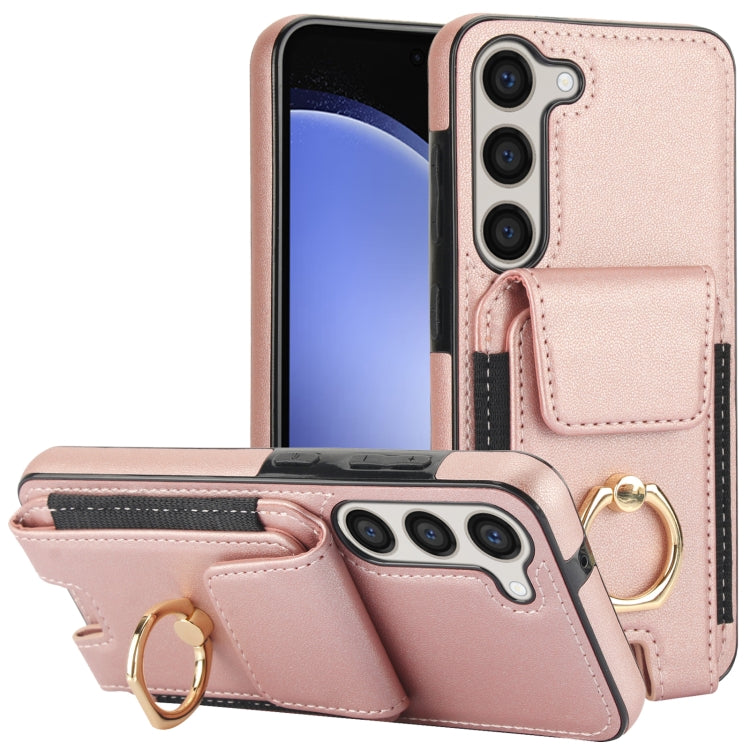 For Samsung Galaxy S23+ 5G Elastic Card Bag Ring Holder Phone Case(Rose Gold) - HoMEdemic™ 