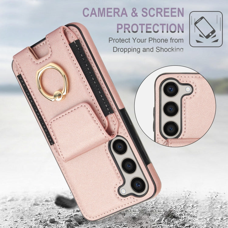 For Samsung Galaxy S23+ 5G Elastic Card Bag Ring Holder Phone Case(Rose Gold) - HoMEdemic™ 