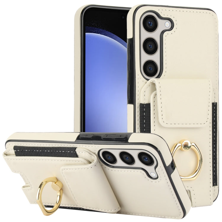For Samsung Galaxy S23+ 5G Elastic Card Bag Ring Holder Phone Case(White) - HoMEdemic™ 