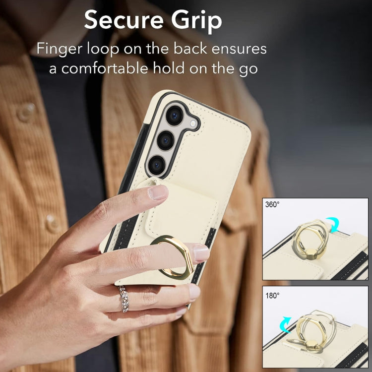 For Samsung Galaxy S23+ 5G Elastic Card Bag Ring Holder Phone Case(White) - HoMEdemic™ 