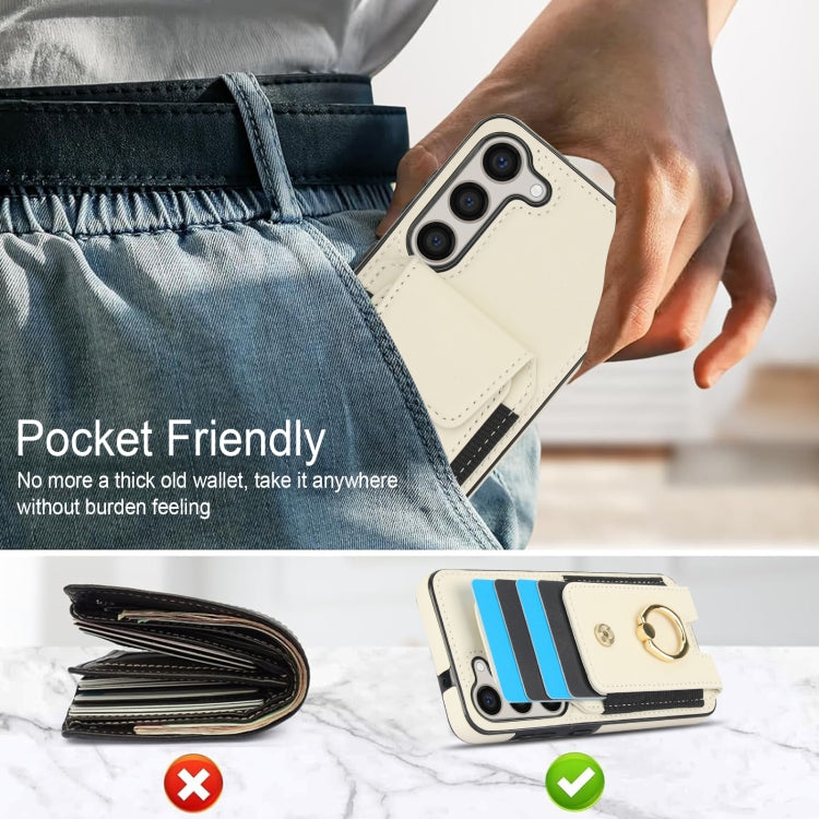 For Samsung Galaxy S23+ 5G Elastic Card Bag Ring Holder Phone Case(White) - HoMEdemic™ 