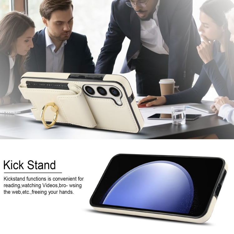 For Samsung Galaxy S23+ 5G Elastic Card Bag Ring Holder Phone Case(White) - HoMEdemic™ 