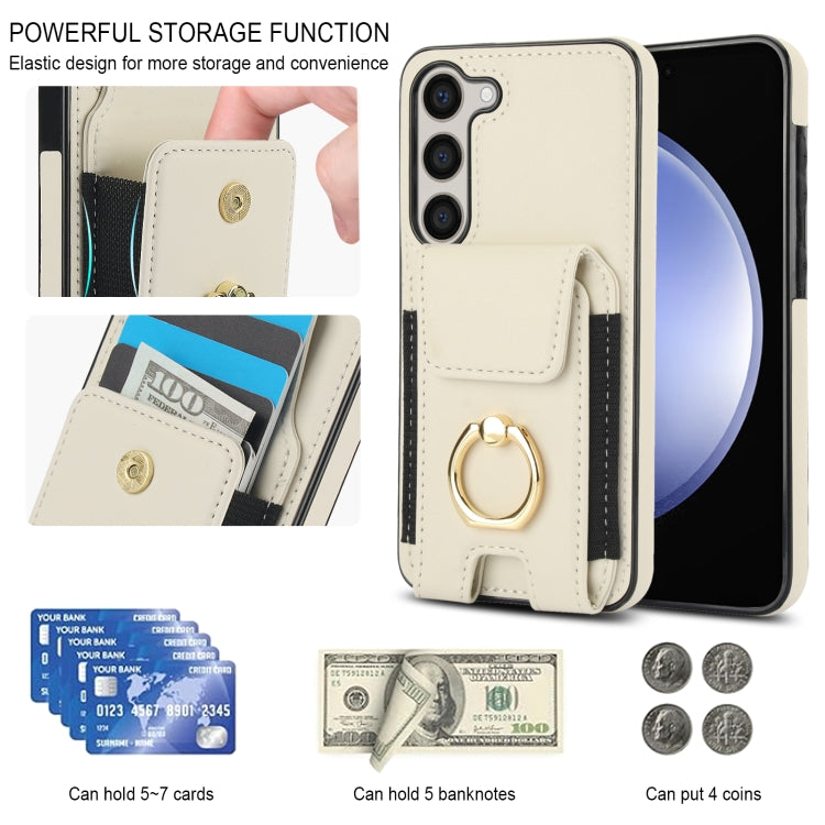 For Samsung Galaxy S23+ 5G Elastic Card Bag Ring Holder Phone Case(White) - HoMEdemic™ 