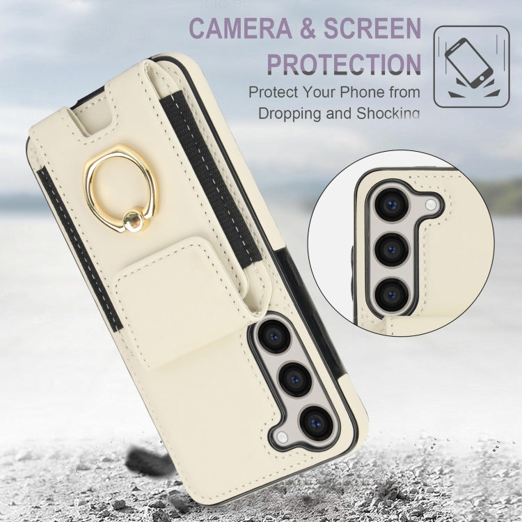 For Samsung Galaxy S23+ 5G Elastic Card Bag Ring Holder Phone Case(White) - HoMEdemic™ 