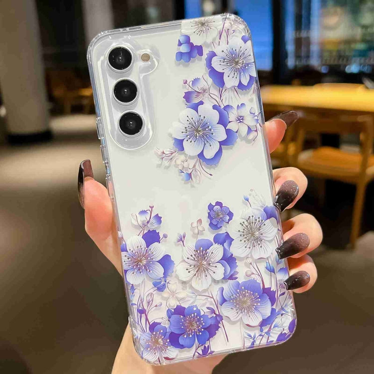 For Samsung Galaxy S23+ 5G Electroplated Symphony Phone Case(White Blue Flower) - HoMEdemic™ 