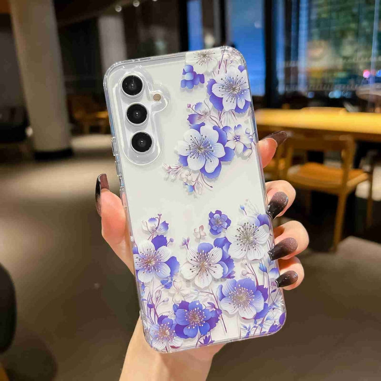 For Samsung Galaxy S23+ 5G Electroplated Symphony Phone Case(White Blue Flower) - HoMEdemic™ 