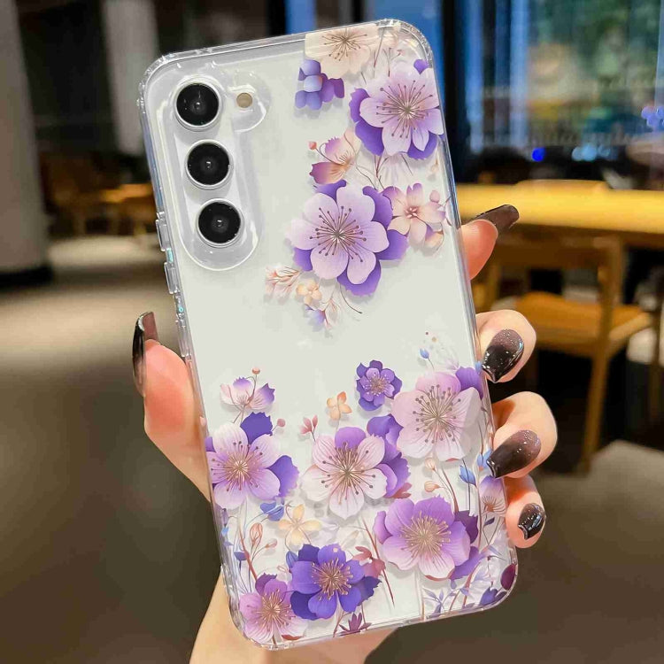 For Samsung Galaxy S23+ 5G Electroplated Symphony Phone Case(White Purple Flower) - HoMEdemic™ 