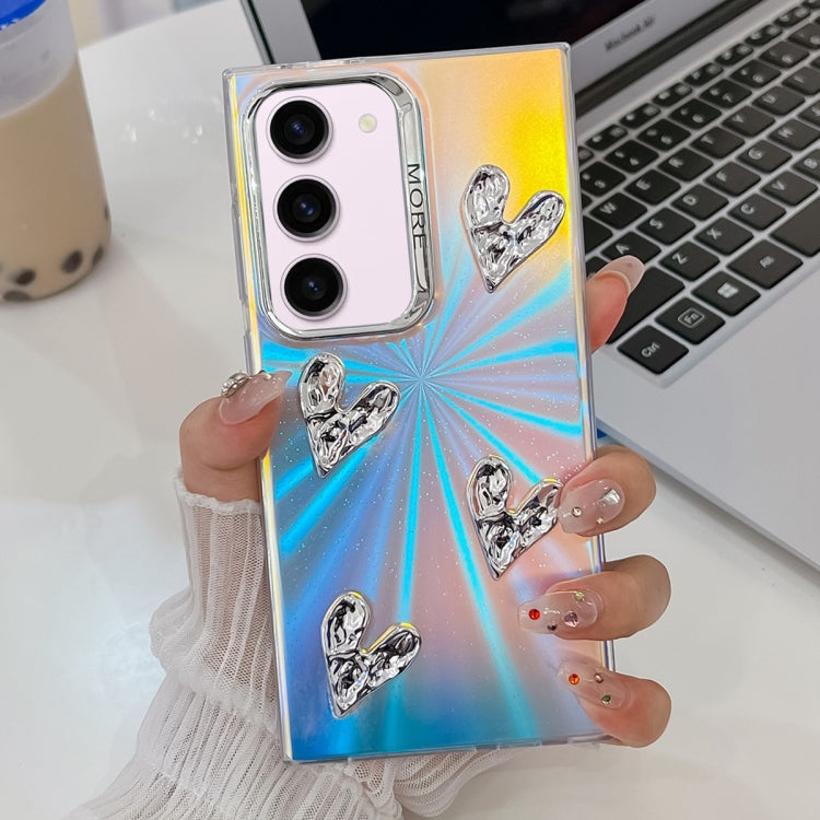 For Samsung Galaxy S23+ 5G Electroplating 4-Heart Laser Texture TPU Phone Case(CD Stripes) - HoMEdemic™ 