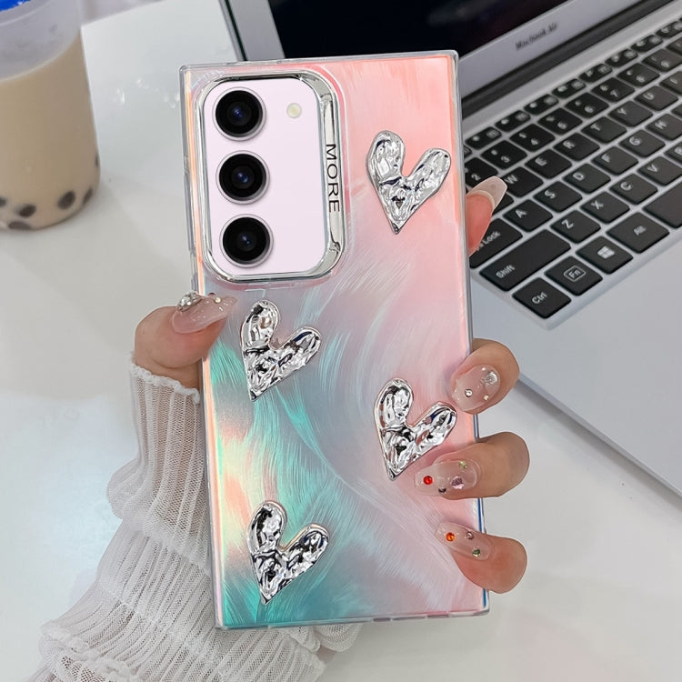 For Samsung Galaxy S23+ 5G Electroplating 4-Heart Laser Texture TPU Phone Case(Feather Yarn) - HoMEdemic™ 