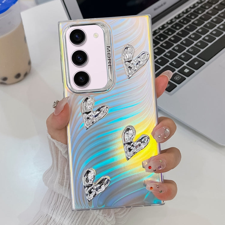 For Samsung Galaxy S23+ 5G Electroplating 4-Heart Laser Texture TPU Phone Case(Water Ripples) - HoMEdemic™ 