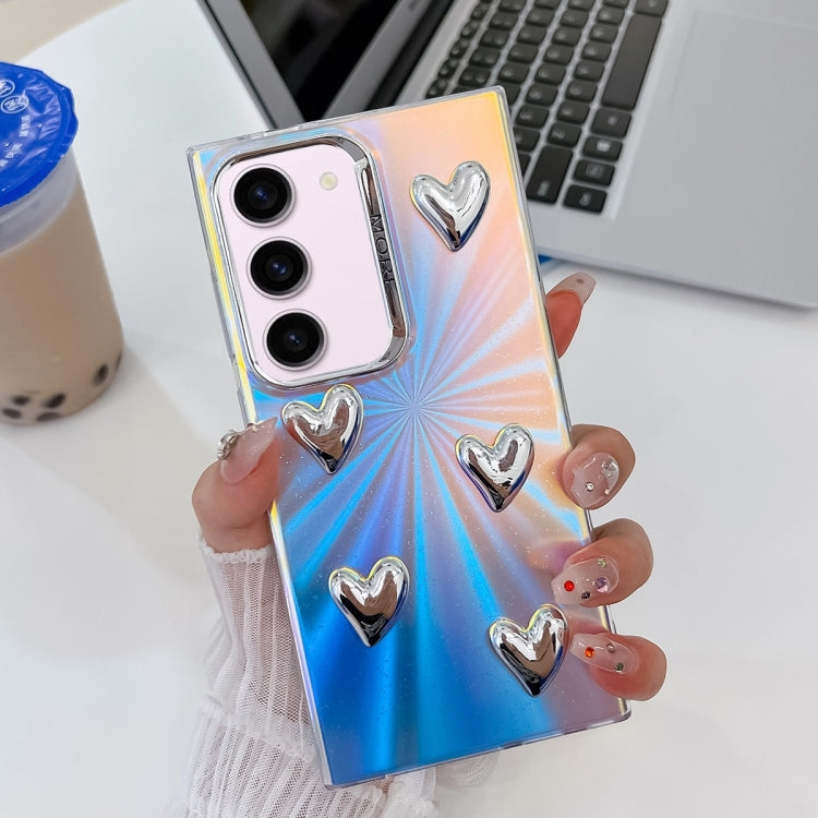 For Samsung Galaxy S23+ 5G Electroplating 5-Heart Laser Texture TPU Phone Case(CD Stripes) - HoMEdemic™ 