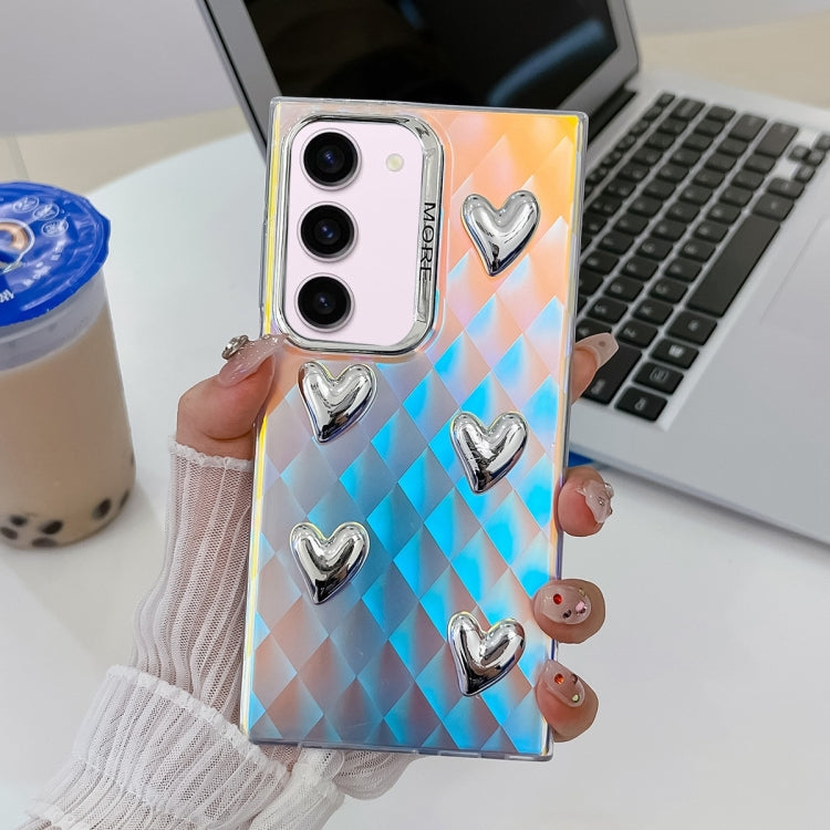 For Samsung Galaxy S23+ 5G Electroplating 5-Heart Laser Texture TPU Phone Case(Plaid) - HoMEdemic™ 