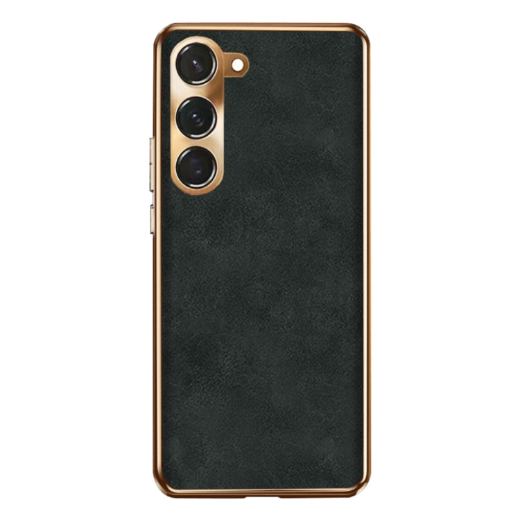 For Samsung Galaxy S23+ 5G Electroplating Lambskin Leather Phone Case(Black) - HoMEdemic™ 