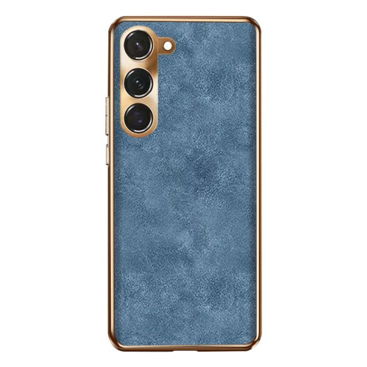 For Samsung Galaxy S23+ 5G Electroplating Lambskin Leather Phone Case(Blue) - HoMEdemic™ 
