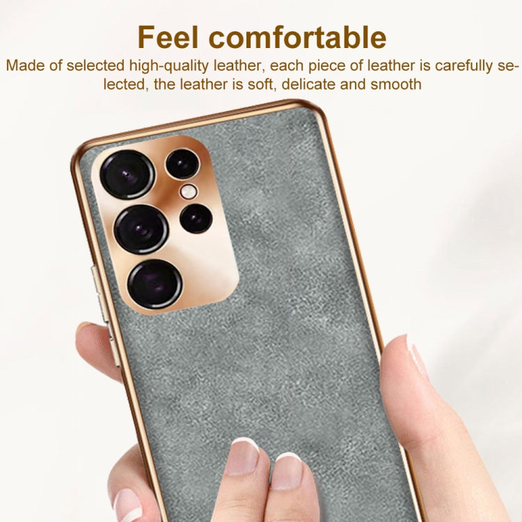 For Samsung Galaxy S23+ 5G Electroplating Lambskin Leather Phone Case(Grey) - HoMEdemic™ 