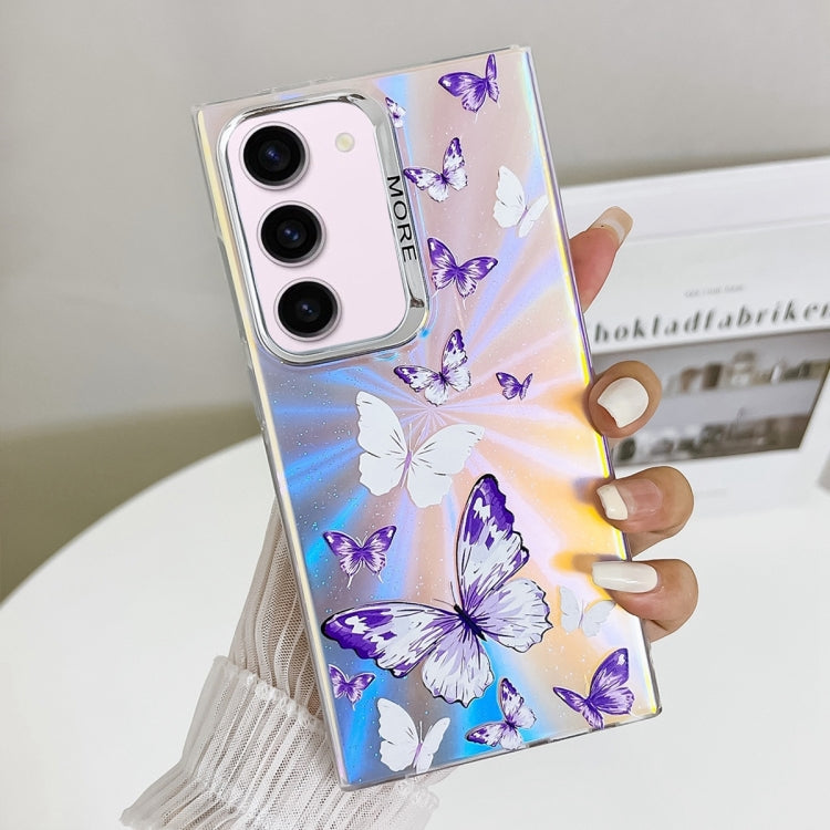 For Samsung Galaxy S23+ 5G Electroplating Laser Butterfly Phone Case(White Purple Butterflies AB6) - HoMEdemic™ 
