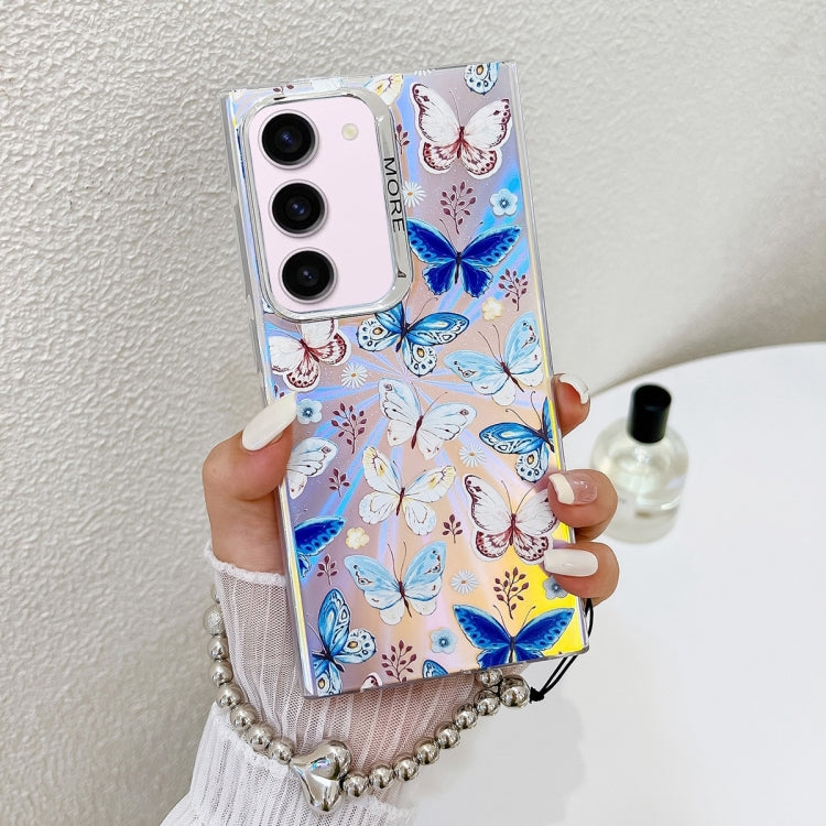 For Samsung Galaxy S23+ 5G Electroplating Laser Butterfly Phone Case with Wrist Strap(Blue Butterflies AB4) - HoMEdemic™ 