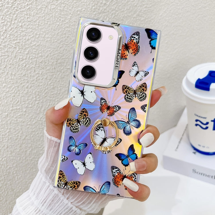For Samsung Galaxy S23+ 5G Electroplating Laser Butterfly Ring Holder Phone Case(Color Butterflies AB1) - HoMEdemic™ 
