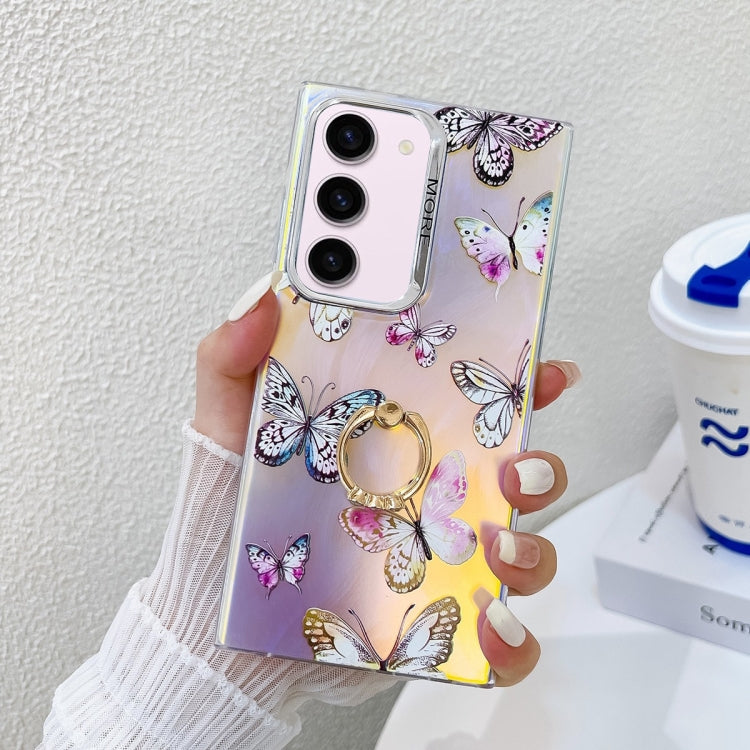 For Samsung Galaxy S23+ 5G Electroplating Laser Butterfly Ring Holder Phone Case(Pink Butterflies AB2) - HoMEdemic™ 