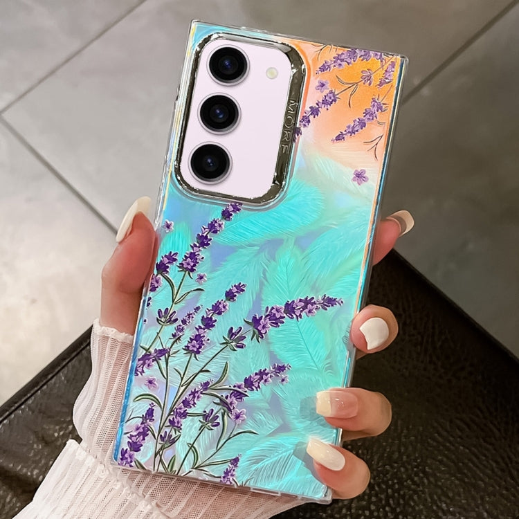For Samsung Galaxy S23+ 5G Electroplating Laser Flower Texture TPU Phone Case(Lavender AH14) - HoMEdemic™ 