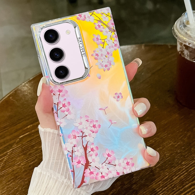 For Samsung Galaxy S23+ 5G Electroplating Laser Flower Texture TPU Phone Case(Peach Blossom AH4) - HoMEdemic™ 