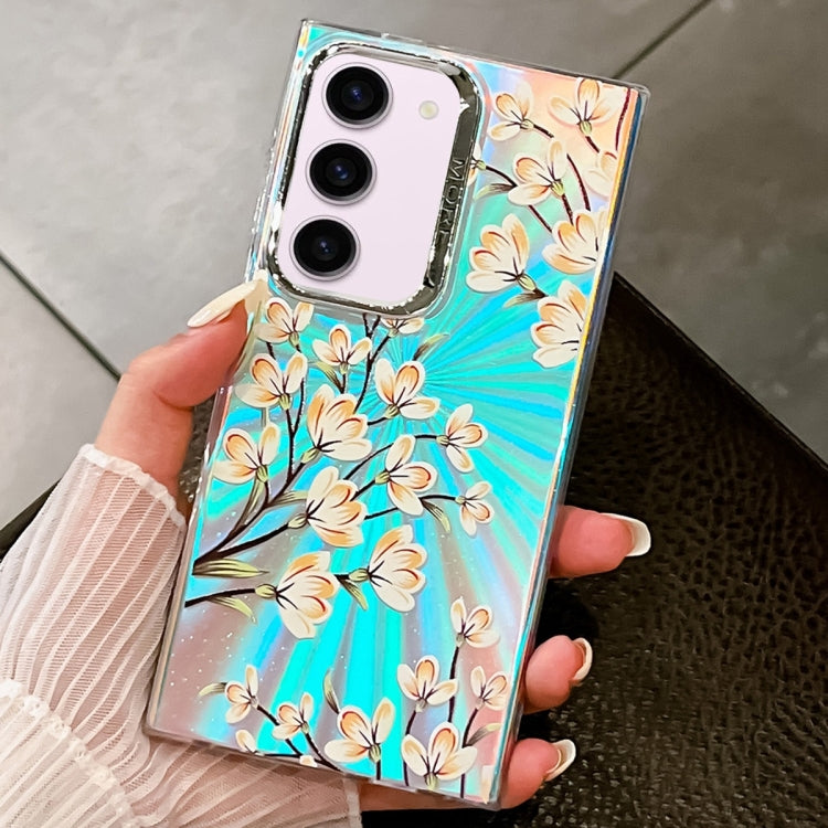 For Samsung Galaxy S23+ 5G Electroplating Laser Flower Texture TPU Phone Case(Pear Blossom  AH17) - HoMEdemic™ 