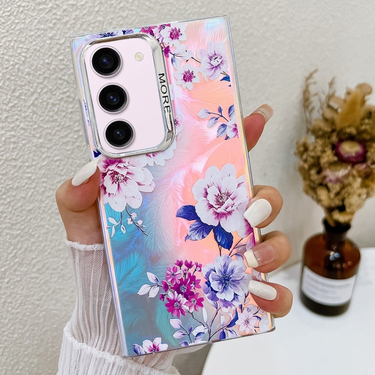 For Samsung Galaxy S23+ 5G Electroplating Laser Flower Texture TPU Phone Case(Peony AH11) - HoMEdemic™ 