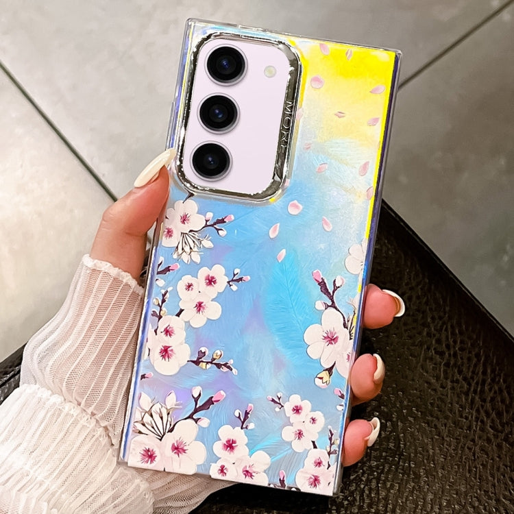 For Samsung Galaxy S23+ 5G Electroplating Laser Flower Texture TPU Phone Case(Plum Blossom AH18) - HoMEdemic™ 