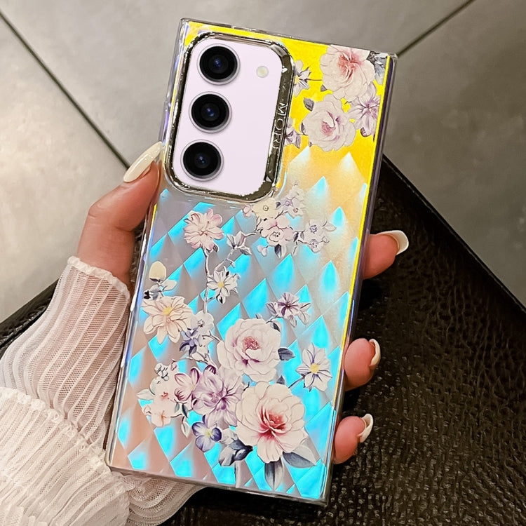 For Samsung Galaxy S23+ 5G Electroplating Laser Flower Texture TPU Phone Case(Rose AH15) - HoMEdemic™ 