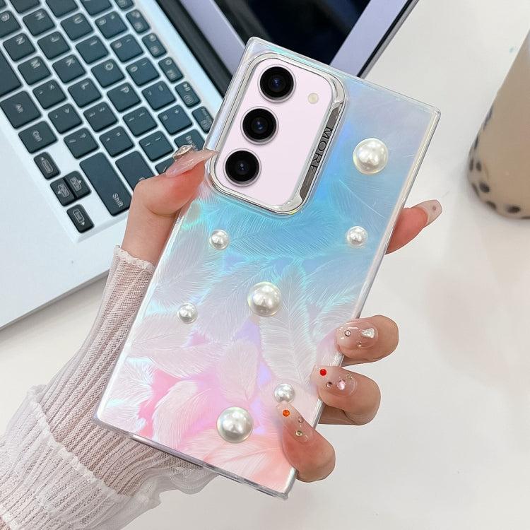 For Samsung Galaxy S23+ 5G Electroplating Pearl Laser Texture TPU Phone Case(Feathers) - HoMEdemic™ 