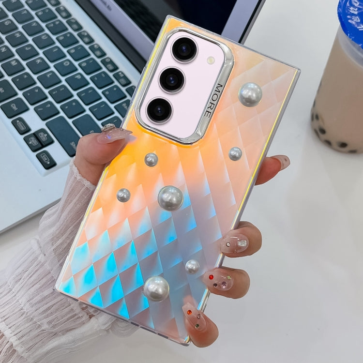 For Samsung Galaxy S23+ 5G Electroplating Pearl Laser Texture TPU Phone Case(Plaid) - HoMEdemic™ 
