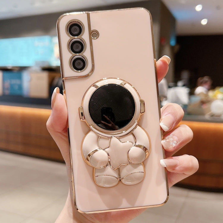 For Samsung Galaxy S23+ 5G Embrace Stars Electroplating Astronaut Holder Phone Case(Pink) - HoMEdemic™ 