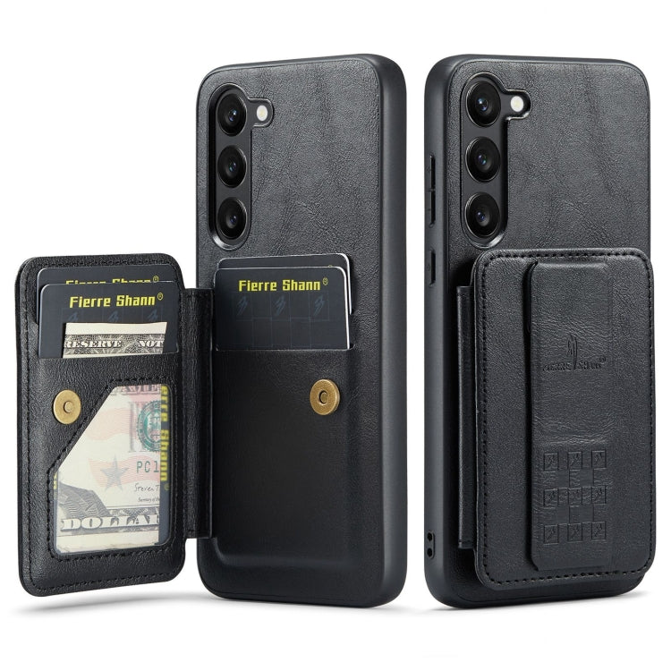 For Samsung Galaxy S23+ 5G Fierre Shann Oil Wax Cow Leather Card Holder Back Phone Case(Black) - HoMEdemic™ 