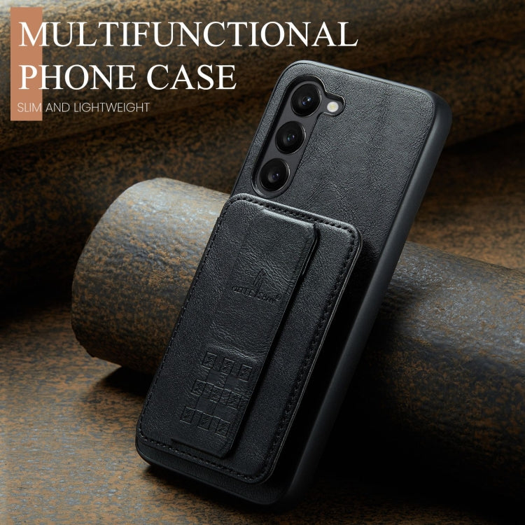 For Samsung Galaxy S23+ 5G Fierre Shann Oil Wax Cow Leather Card Holder Back Phone Case(Black) - HoMEdemic™ 