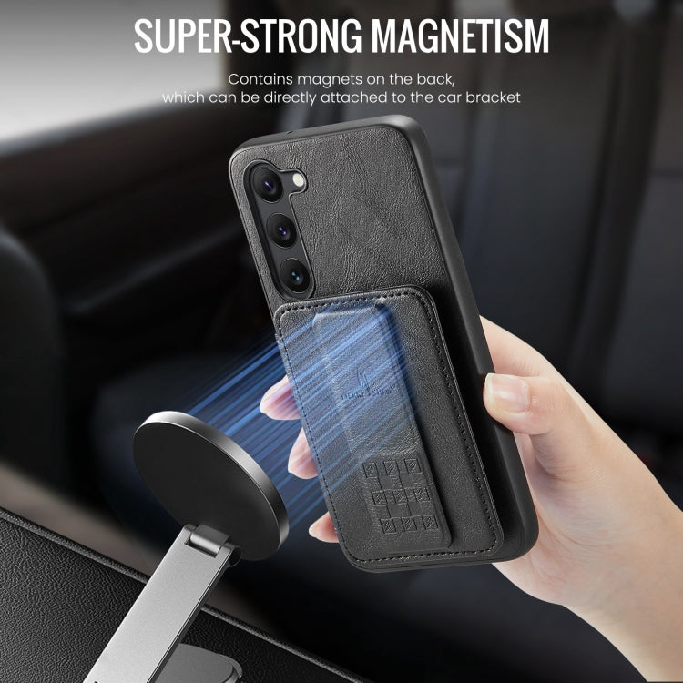 For Samsung Galaxy S23+ 5G Fierre Shann Oil Wax Cow Leather Card Holder Back Phone Case(Black) - HoMEdemic™ 