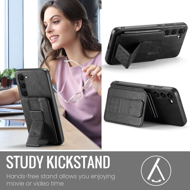 For Samsung Galaxy S23+ 5G Fierre Shann Oil Wax Cow Leather Card Holder Back Phone Case(Black) - HoMEdemic™ 