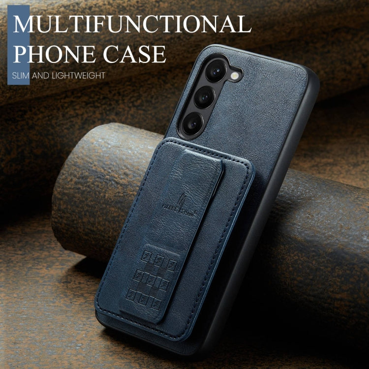 For Samsung Galaxy S23+ 5G Fierre Shann Oil Wax Cow Leather Card Holder Back Phone Case(Blue) - HoMEdemic™ 