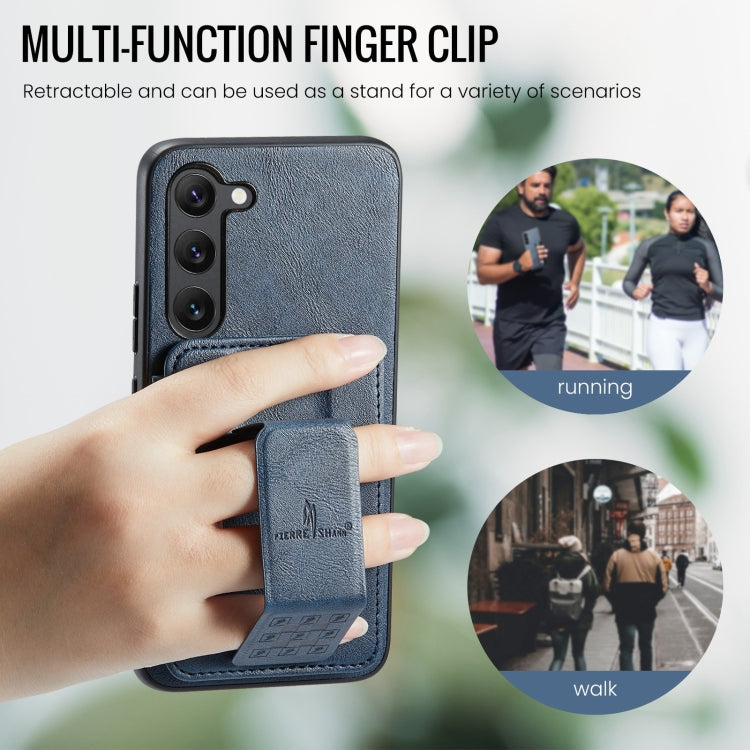 For Samsung Galaxy S23+ 5G Fierre Shann Oil Wax Cow Leather Card Holder Back Phone Case(Blue) - HoMEdemic™ 