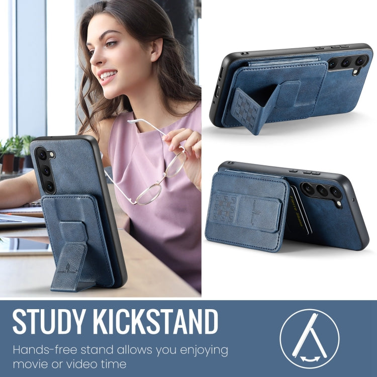 For Samsung Galaxy S23+ 5G Fierre Shann Oil Wax Cow Leather Card Holder Back Phone Case(Blue) - HoMEdemic™ 